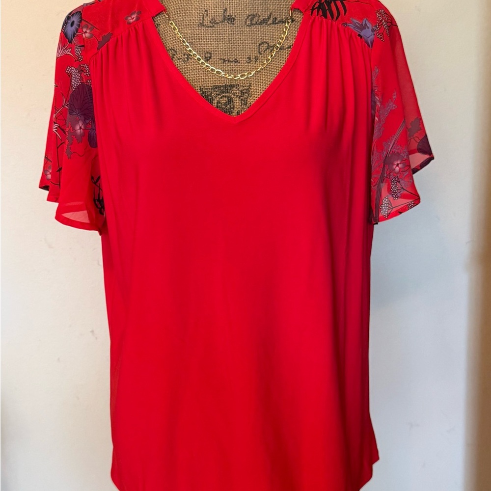 Notations Red Floral Women's Blouse